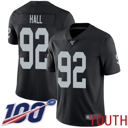 Oakland Raiders Limited Black Youth P J  Hall Home Jersey NFL Football #92 100th Season Vapor Untouchable Jersey->women nfl jersey->Women Jersey
